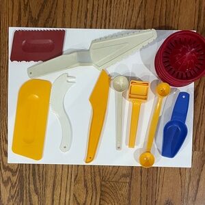 Tupperware Red, Yellow, and White Kitchen Utensil Set